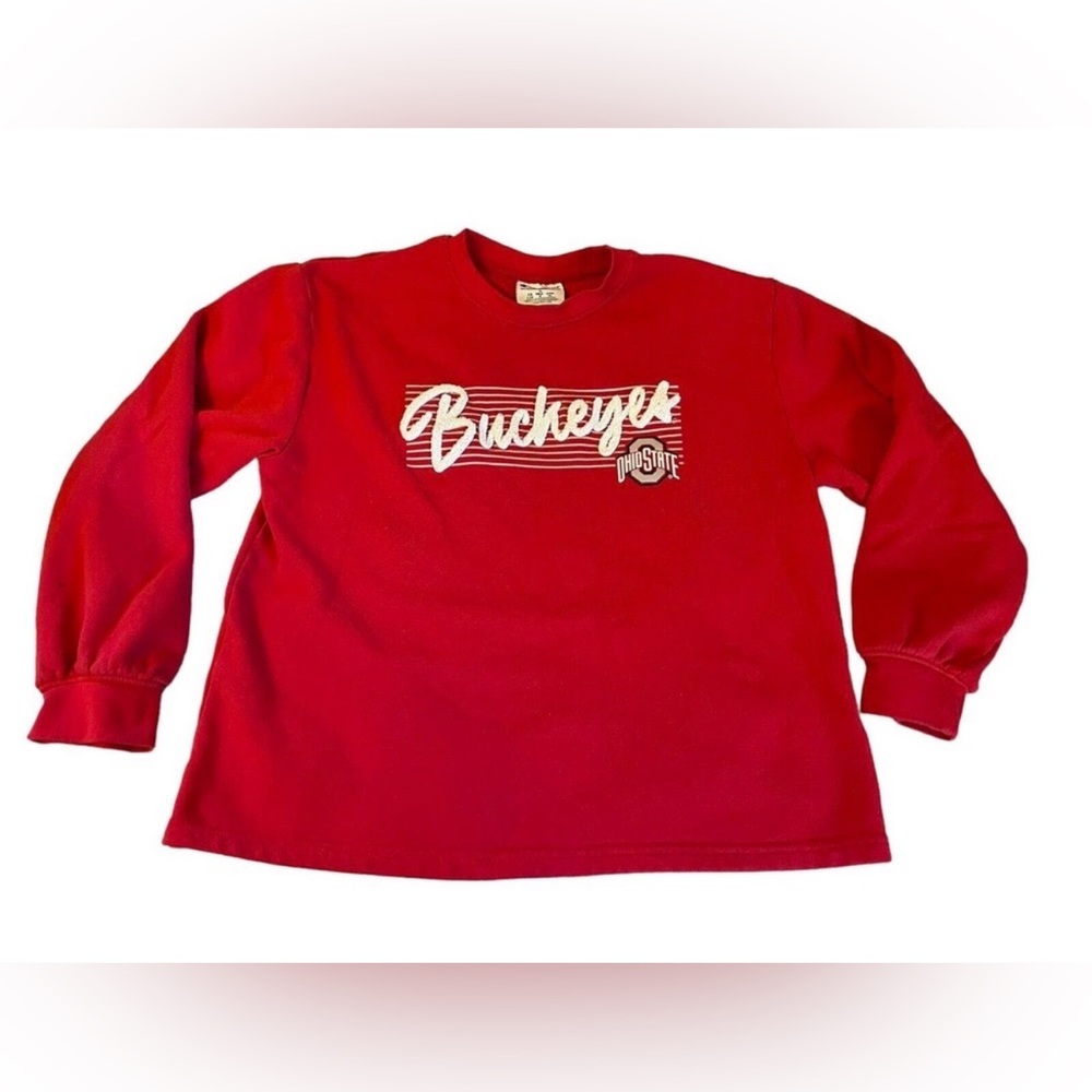 Champion Ohio State Buckeyes Crew Neck Pullover Red Women's Large Raised Design